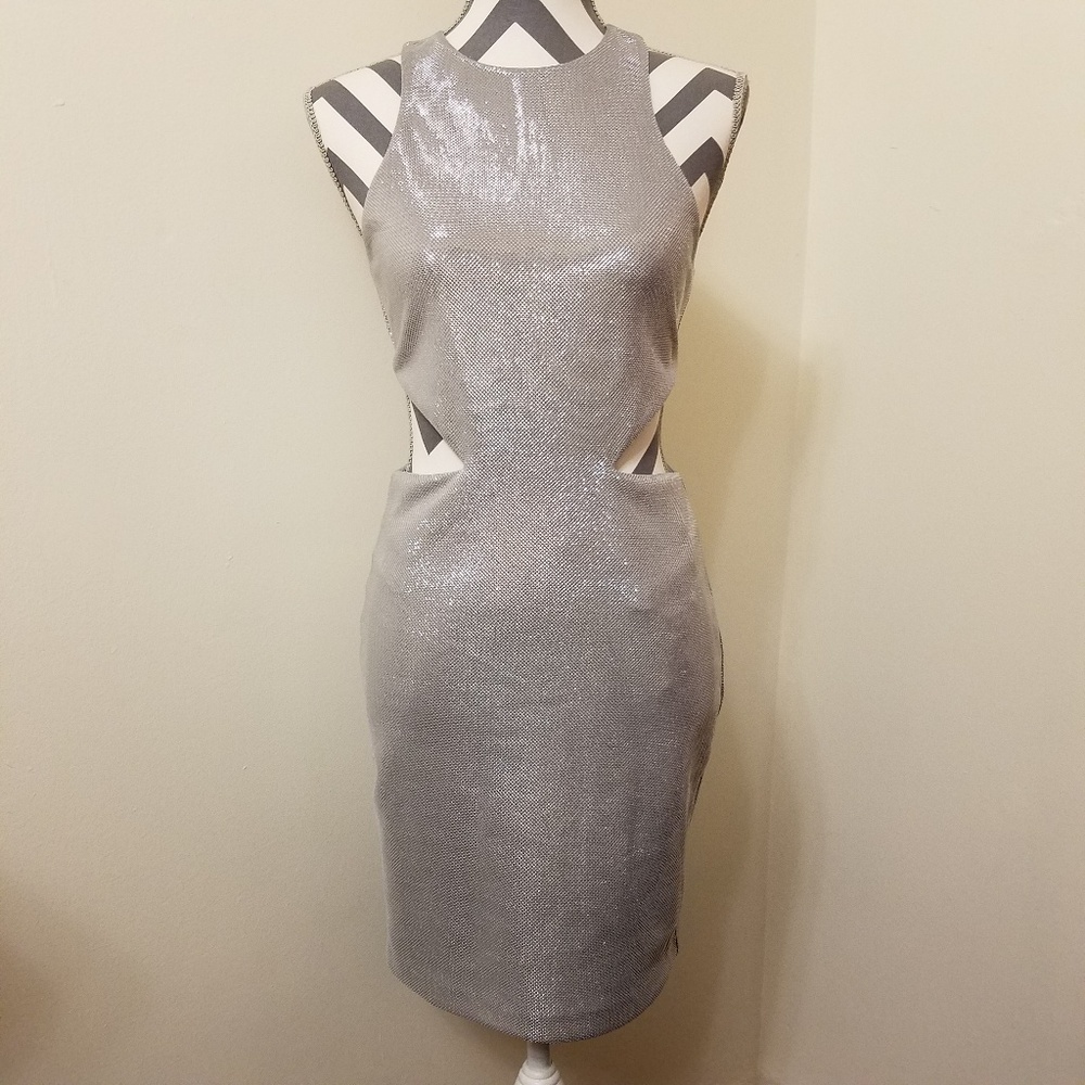 Express silver side cutout dress size 4